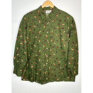 Vintage Backroad Blues Western Cowboy Boot Button Up Shirt Green Plus Size 20W